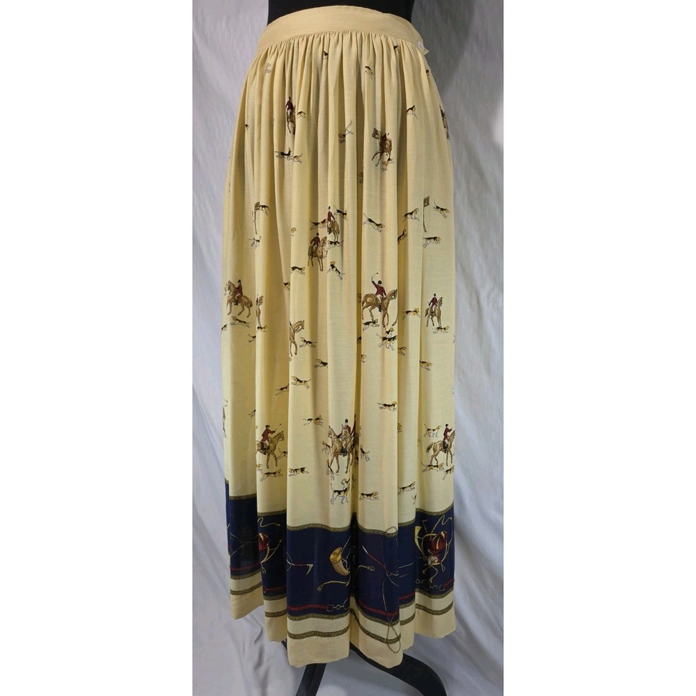 Vintage Ralph Lauren Equestrian Fox Hunt Full Maxi Skirt Sz 10 Americana Horse - Picture 8 of 9